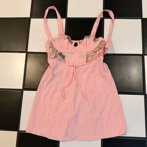 For Love & Lemons Pastel Watercolor Rose Mini Dress